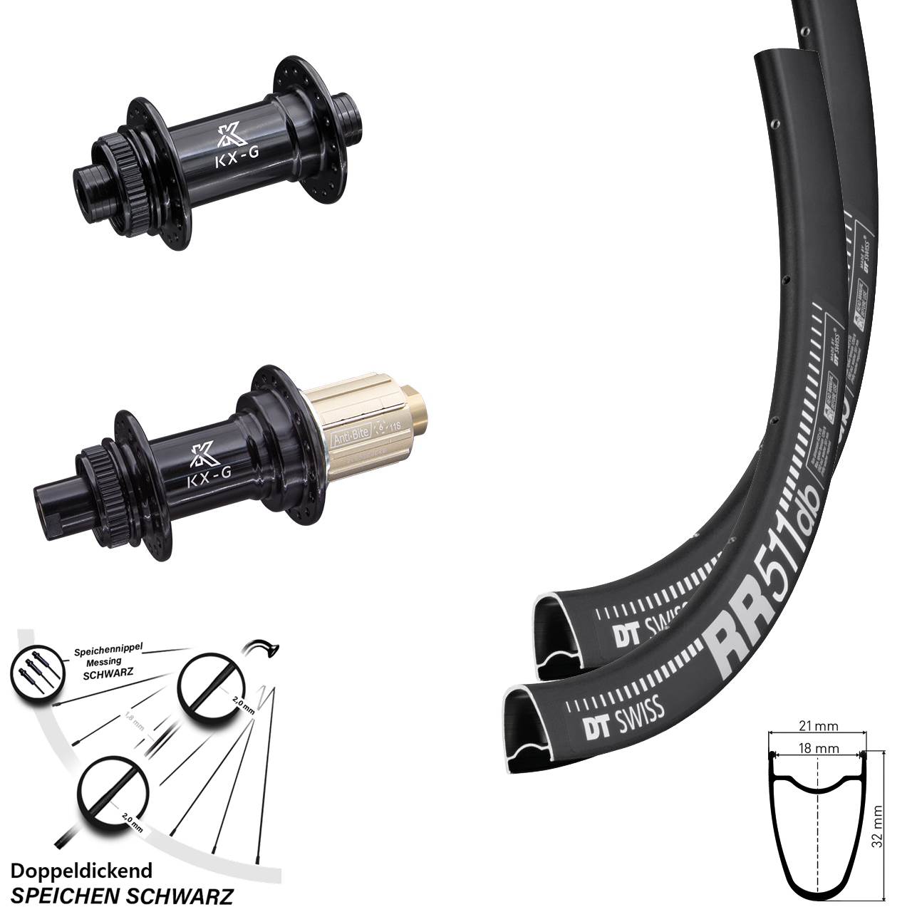 Laufradsatz Centerlock 28 Zoll DT Swiss RR511 KX-G 8-12 fach HG 15x100 12x142
