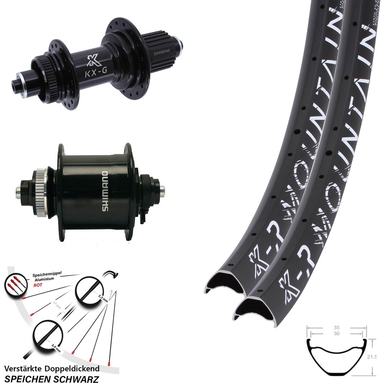 Disc Laufradsatz 29 Zoll KX-GSR Mountain Heavy Duty Shimano DH-UR700-3D Micro Spline QR