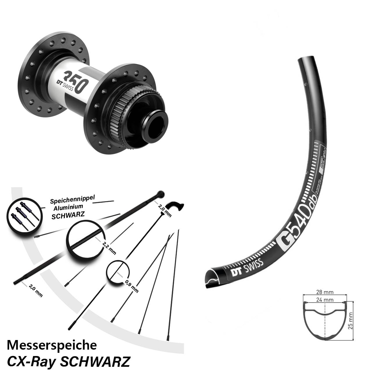 Vorderrad Centerlock 12x100 29 Zoll G 540 DT Swiss 350 CX-Ray