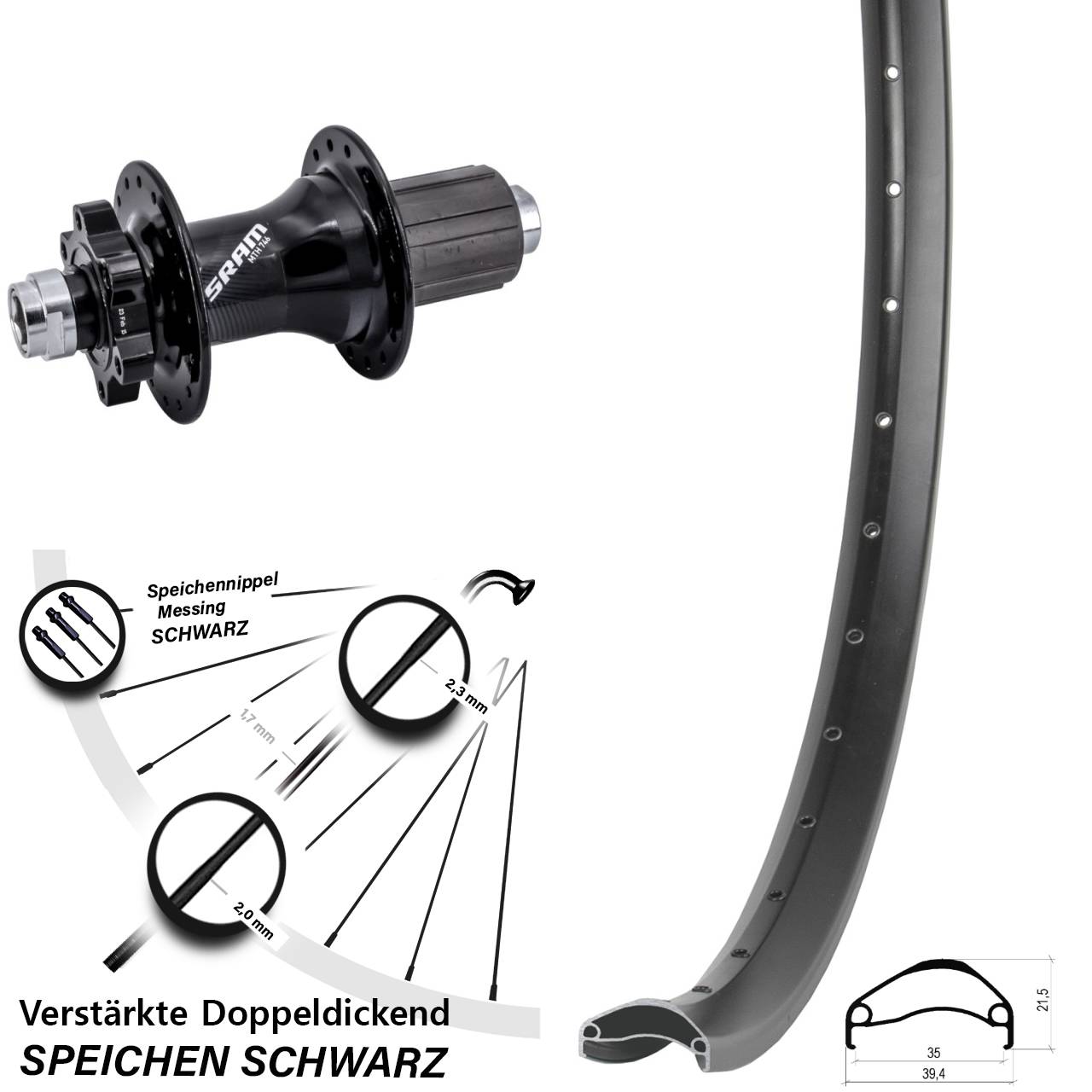 6-Loch Hinterrad 12x148 29 Zoll Ambrosio E35 Sram 746 8-11 fach HG