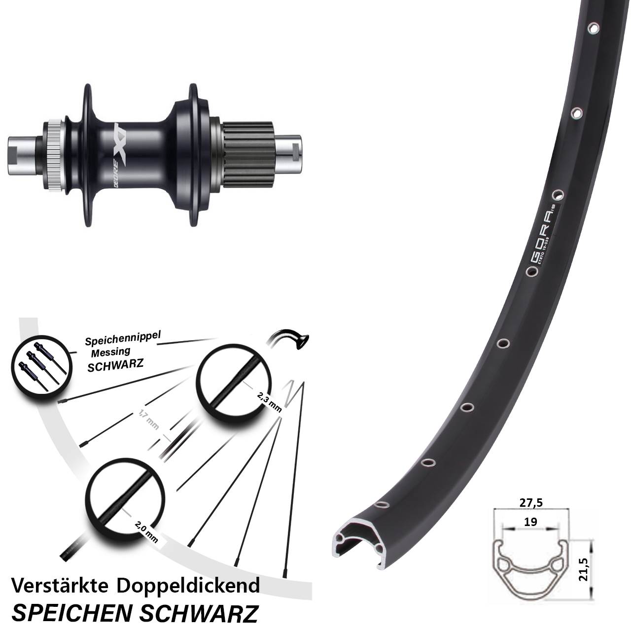 Hinterrad 26 Zoll Gora 19 Shimano Deore XT FH-M8110 Micro Spline 12x142