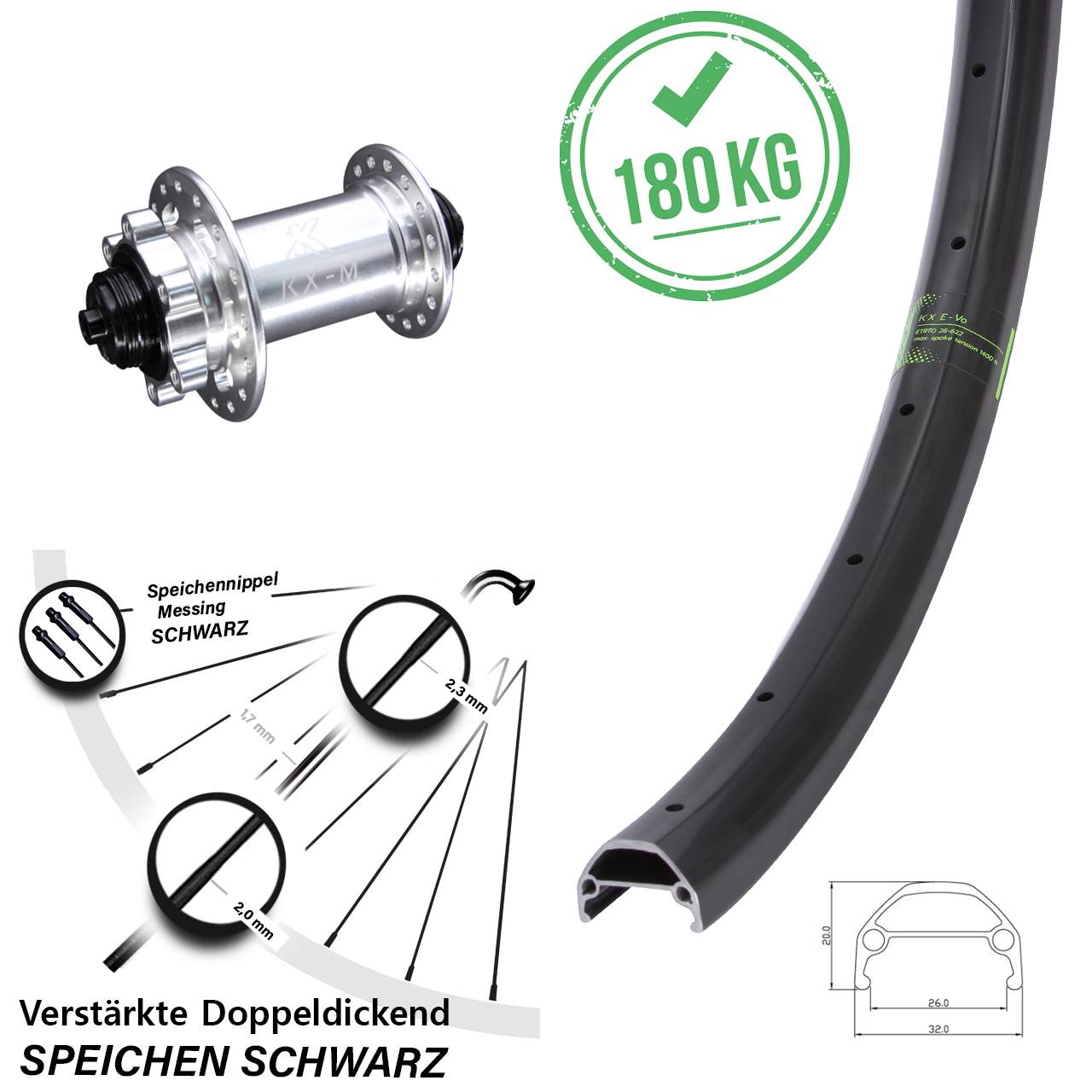 6-Loch 27,5 Zoll Vorderrad für Schnellspanner KX Evo Bikepacking