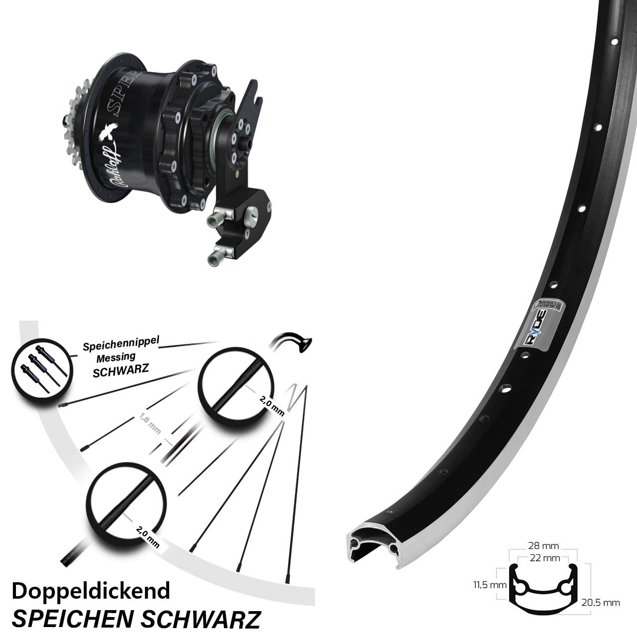 Ryde Andra 35 27,5 Zoll Rohloff Speedhub Hinterrad CC DB OEM2