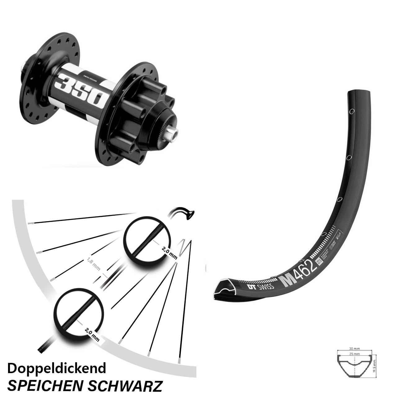 650B DT Swiss M 462-350 Disc Vorderrad QR