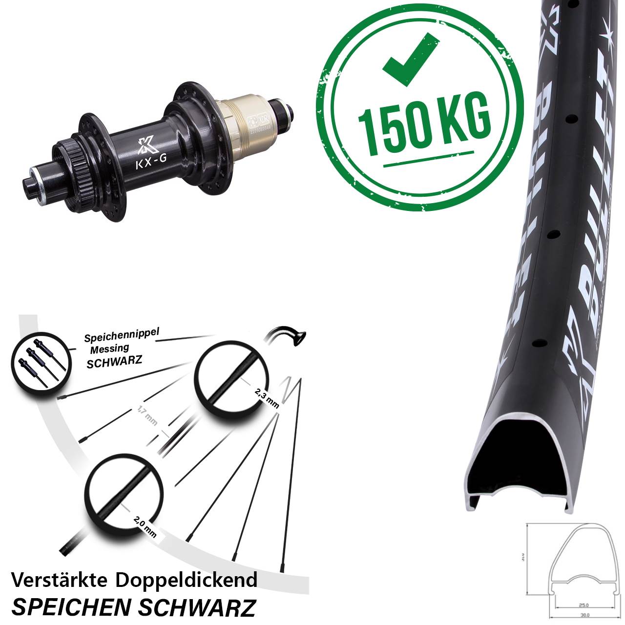 Disc Laufrad 28-29 Zoll KX-G Bullet OS XDR 11-12 fach für Schnellspanner