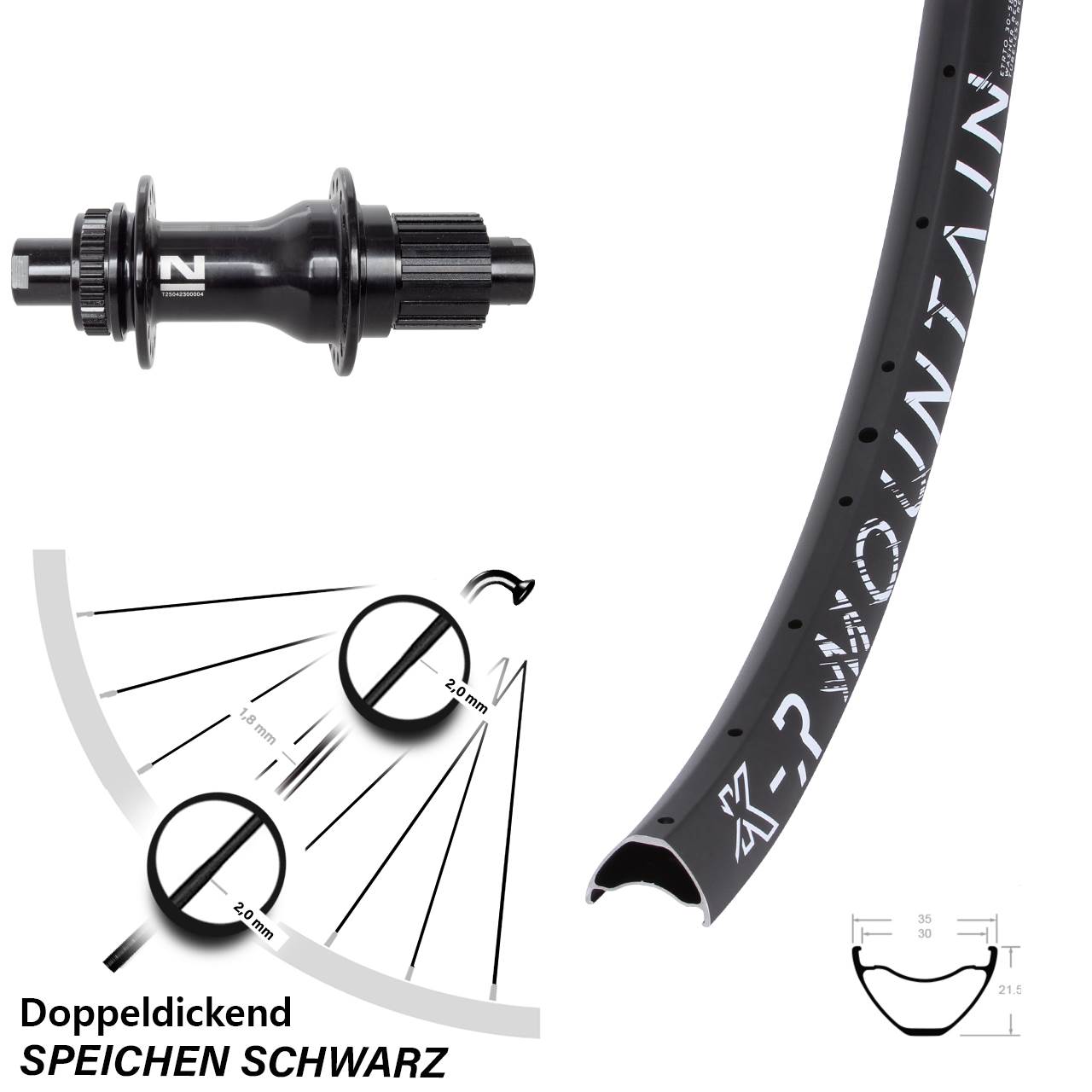 27,5 Zoll KX-R Mountain Novatec D792 Disc Laufrad 12x142 Shimano Micro Spline
