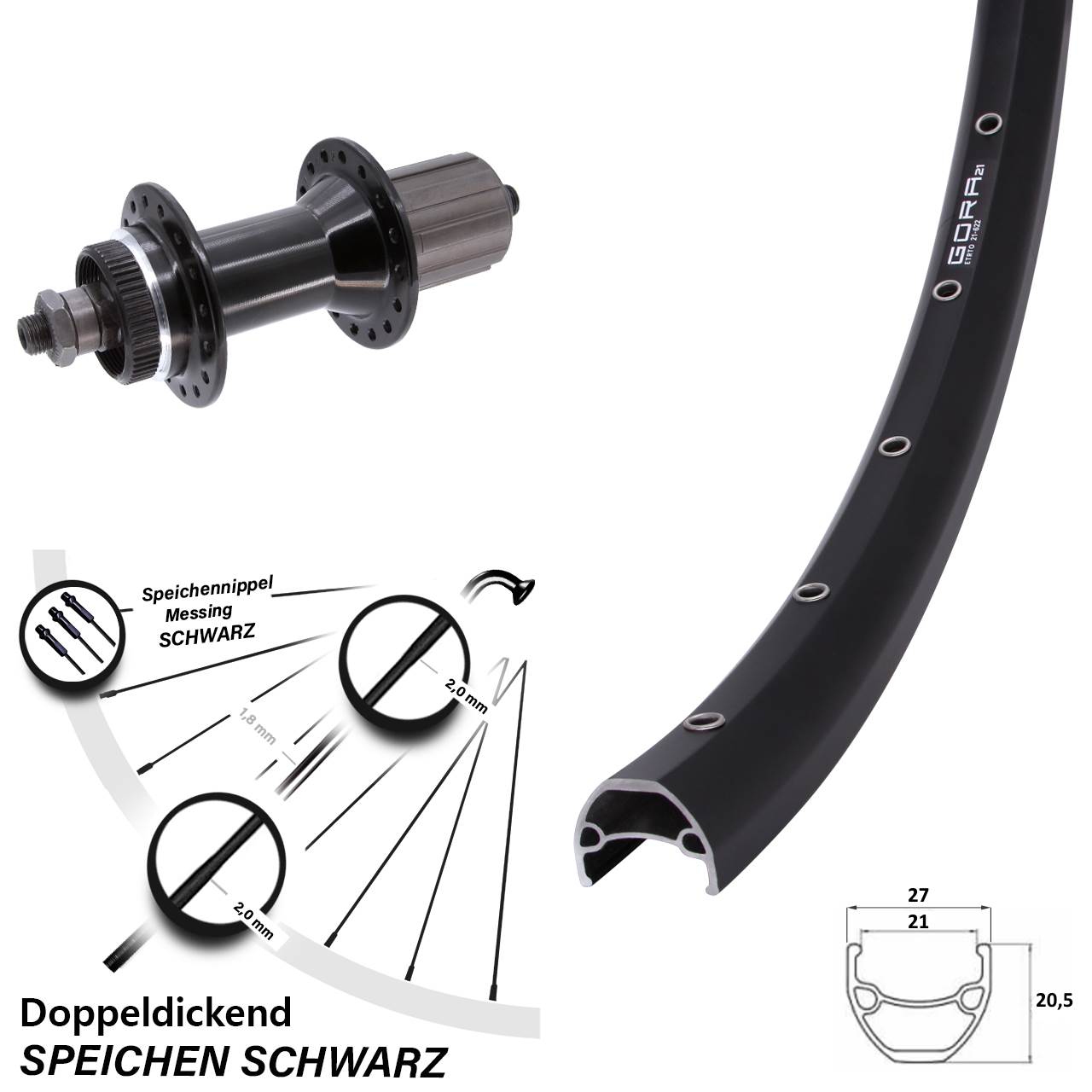 Gora 21 Joytech D762 29 Zoll Hinterrad Centerlock QR 8-11 fach