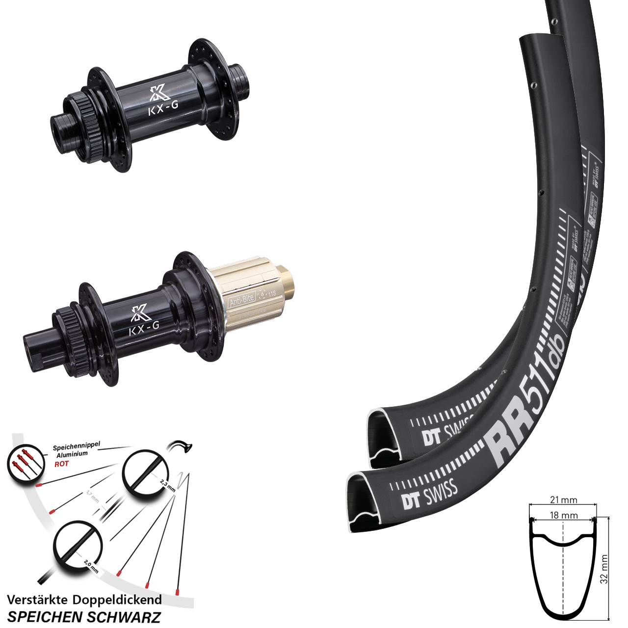 Centerlock Laufradsatz 28 Zoll DT Swiss RR 511 KX-G 8-12 fach 15x100 12x142