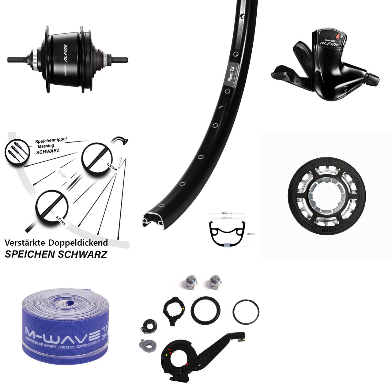 27,5 Zoll Hinterrad Shimano Alfine 8 Gang Centerlock Ryde Rival 23