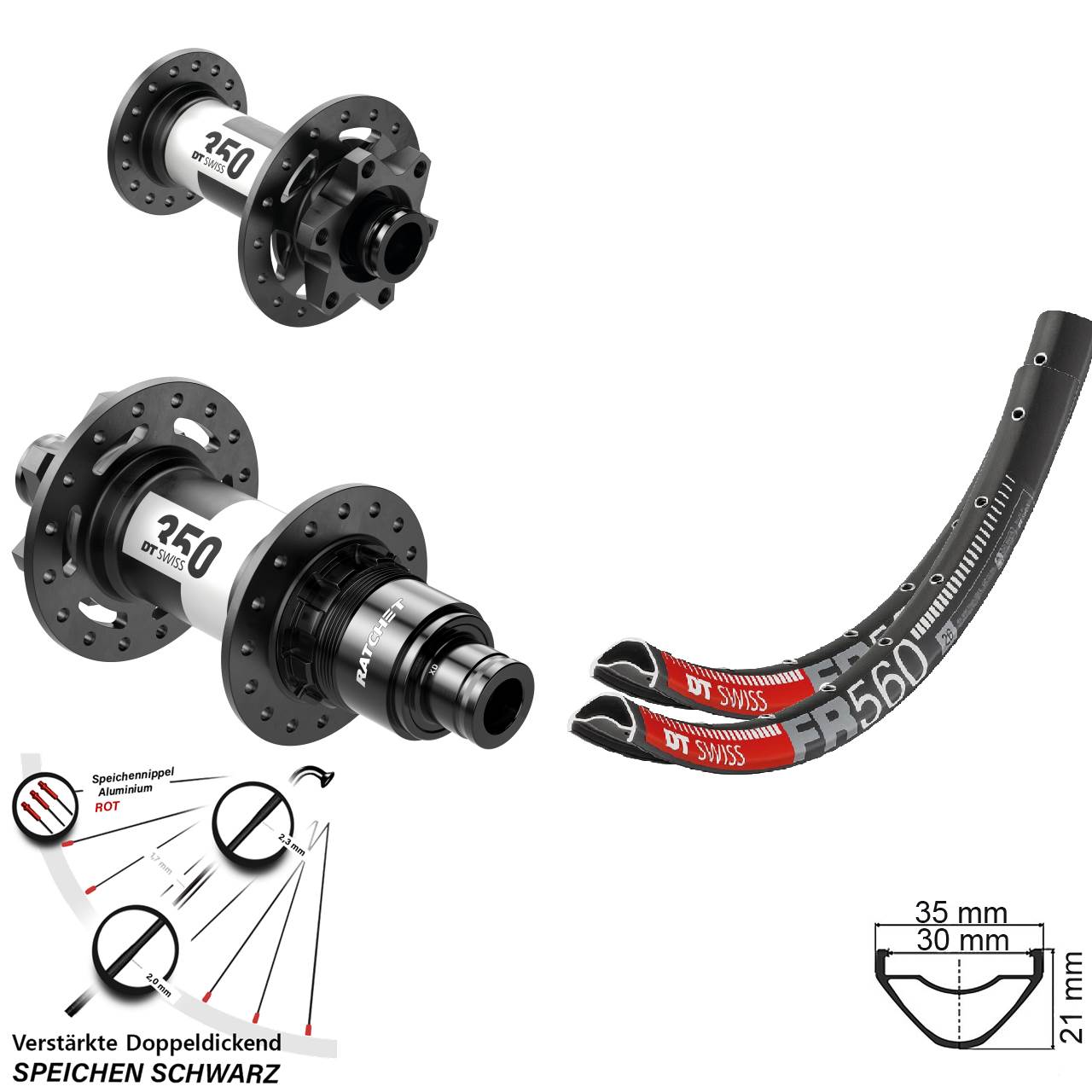 Disc Laufrad-Satz 26 Zoll DT Swiss FR560-350 XD 11-12 fach 15x100 12x142
