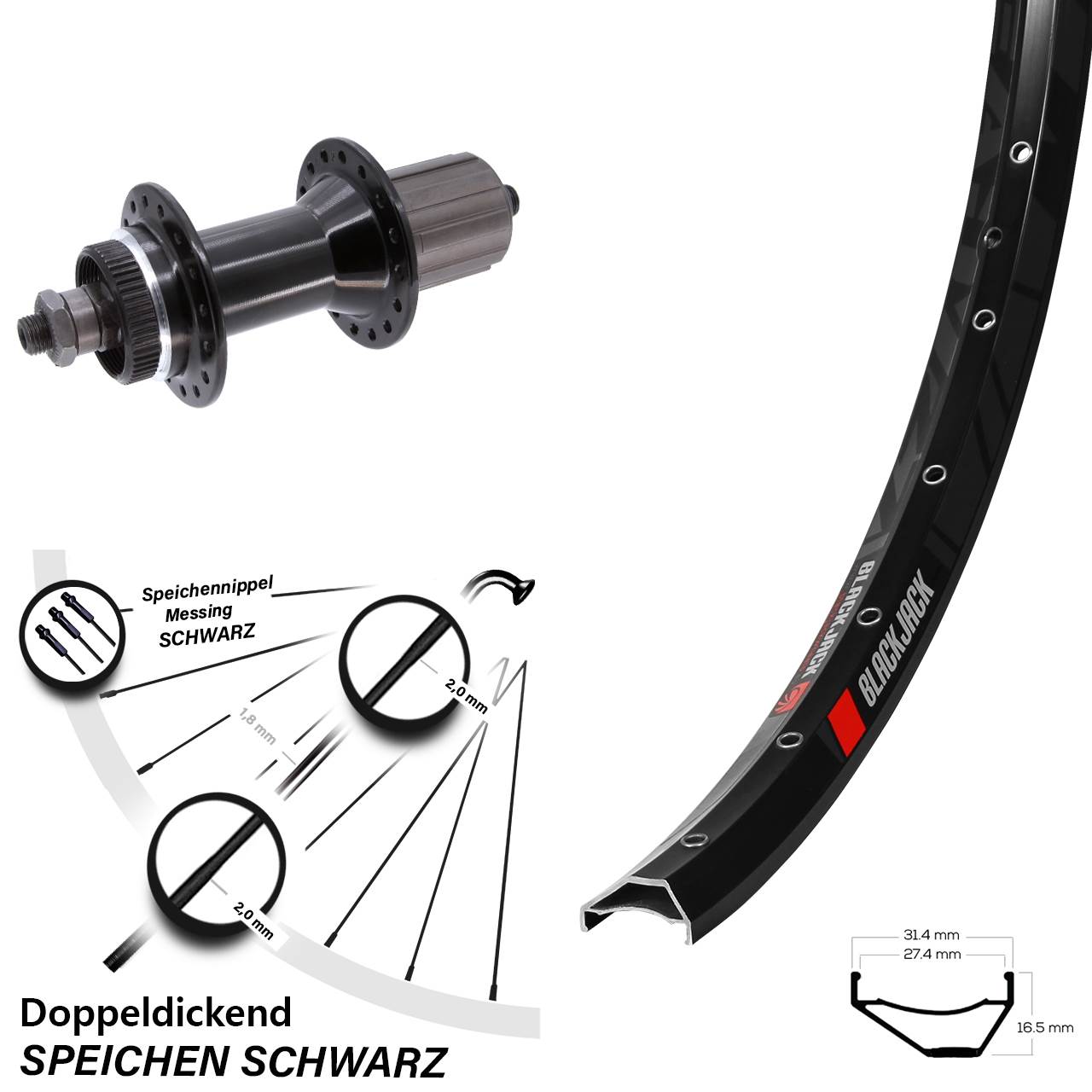 Rodi Ready 27 27,5 Zoll Hinterrad Joytech 8-11 fach
