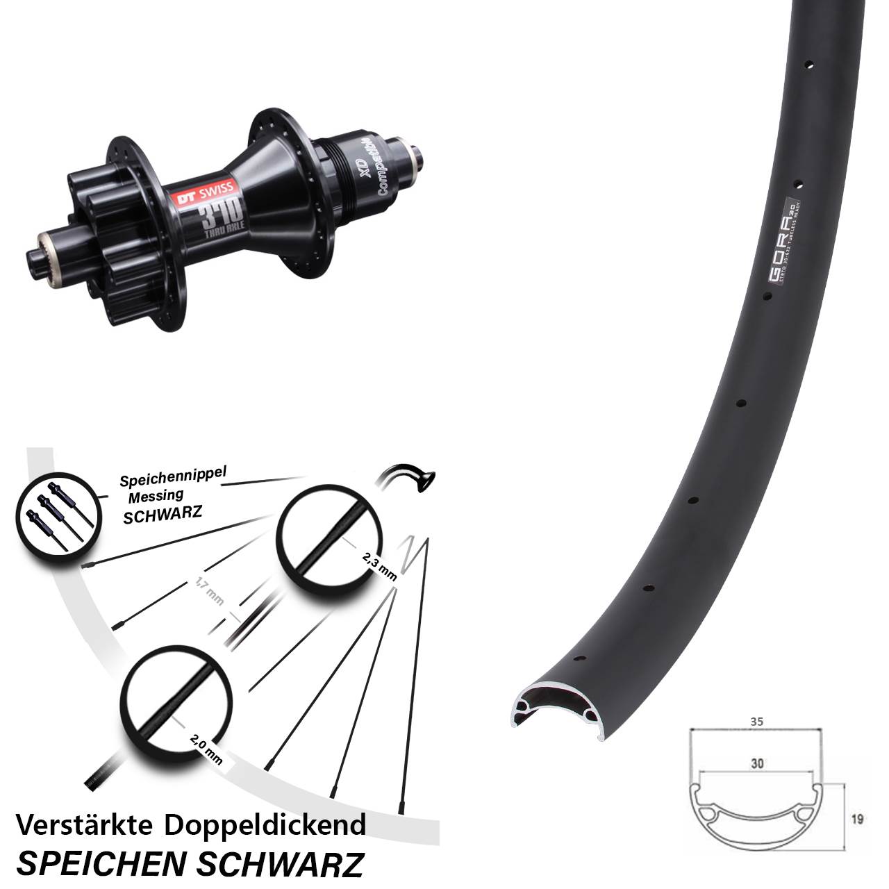 Hinterrad 6-Loch für Schnellspanner 26 Zoll Gora 30 DT Swiss 370 XD