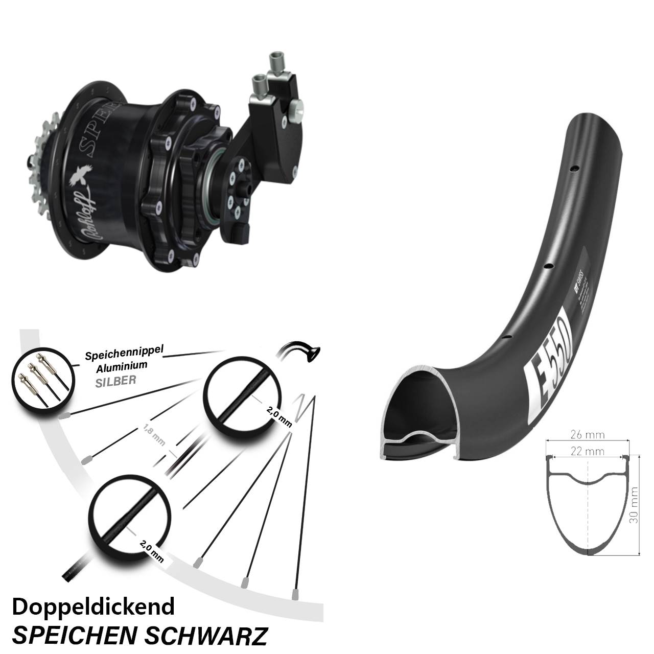 DT Swiss E550 Rohloff Speedhub CC DB OEM Tandem 28 Zoll Disc Hinterrrad