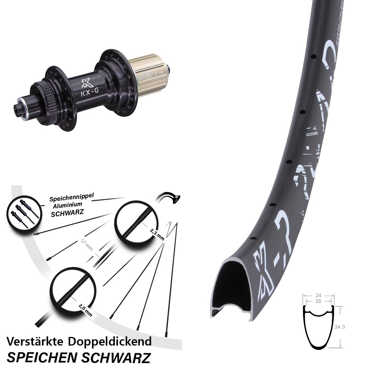 Disc Hinterrad QR 28 Zoll KX-R Road verstärkt 8-12 fach HG