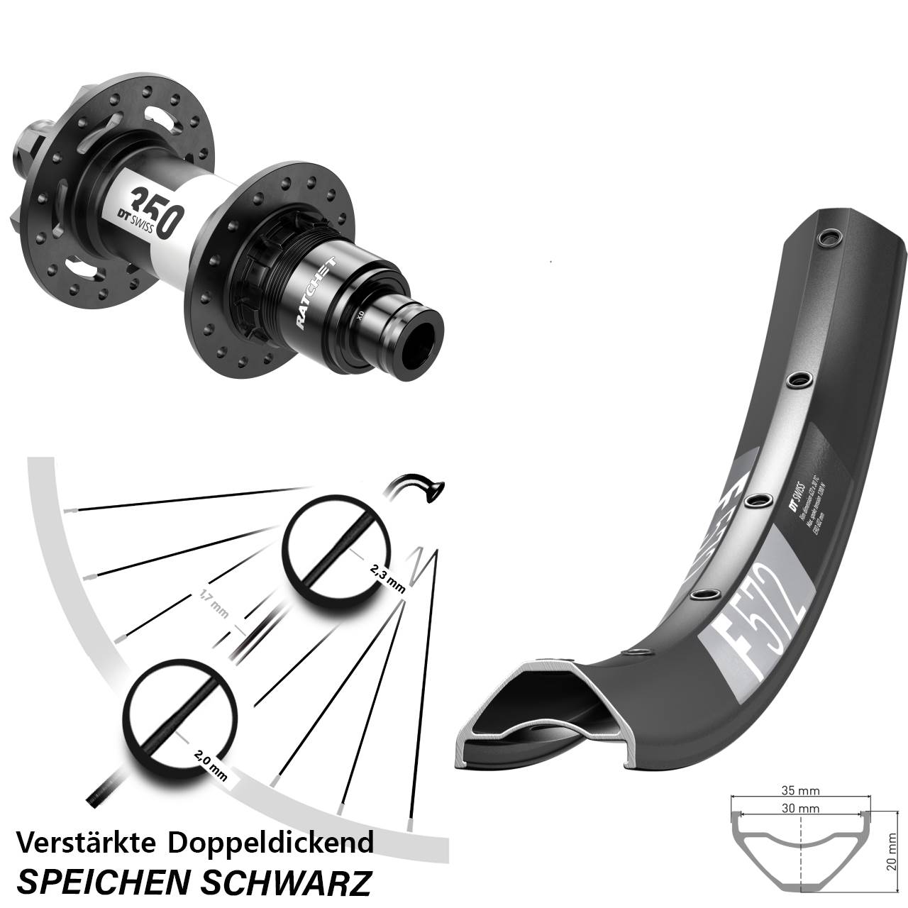 DT Swiss F 572-350 29 Zoll Disc Laufrad 12x148 XD