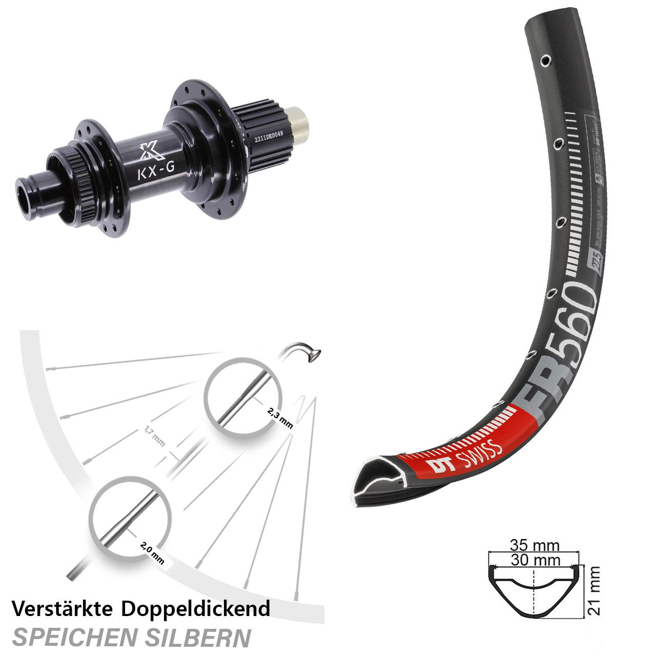 Disc Laufrad 26 Zoll DT Swiss FR 560 KX-G Shimano Micro Spline 12x142
