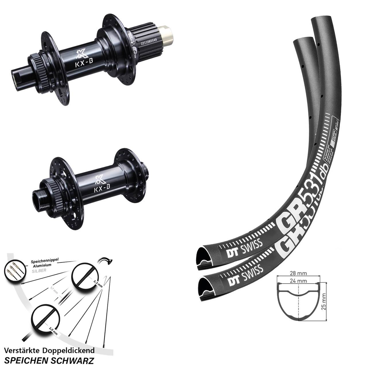 29 Zoll DT Swiss GR531 KX-B Micro Spline Centerlock Laufradsatz 15x110/12x148