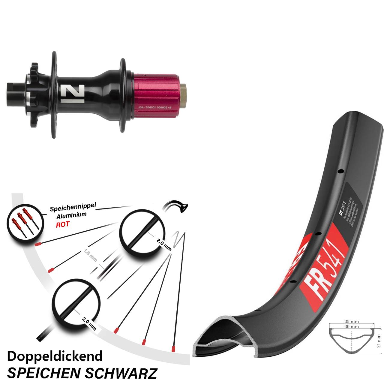27,5 Zoll DT Swiss FR541 Novatec D792 Disc Hinterrad 12x142 8-12 fach