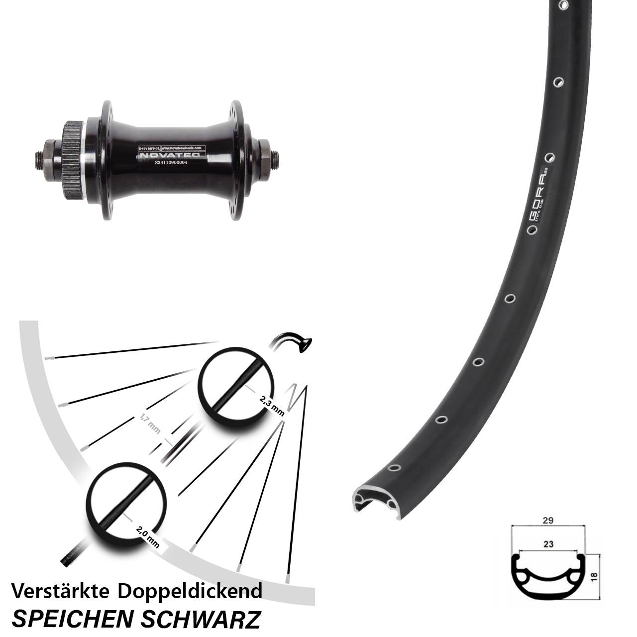Gora 23 Novatec D471 26 Zoll Vorderrad Centerlock QR
