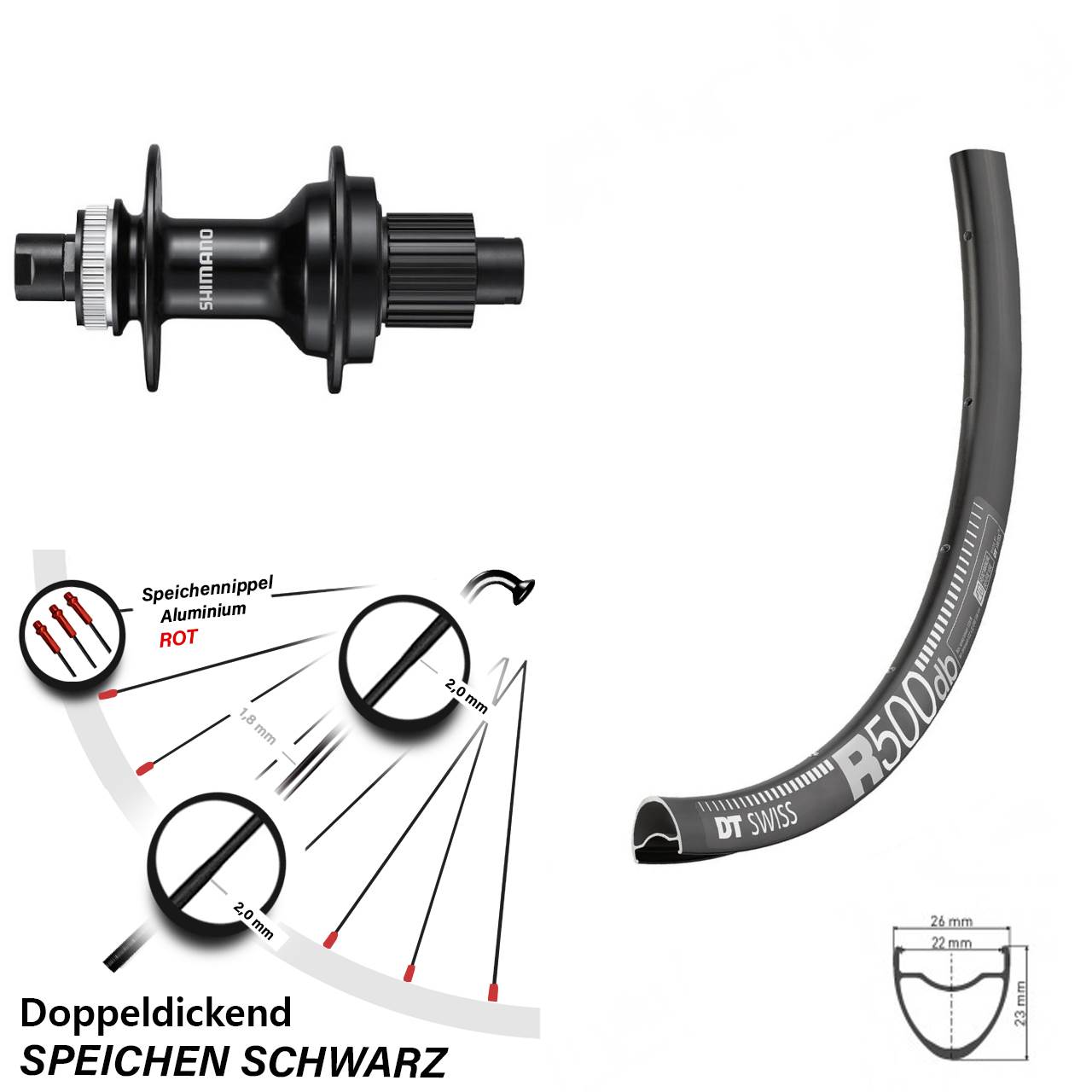 Hinterrad Centerlock 28 Zoll DT Swiss R500 Shimano FH-MT510 Shimano Micro Spline 12x142