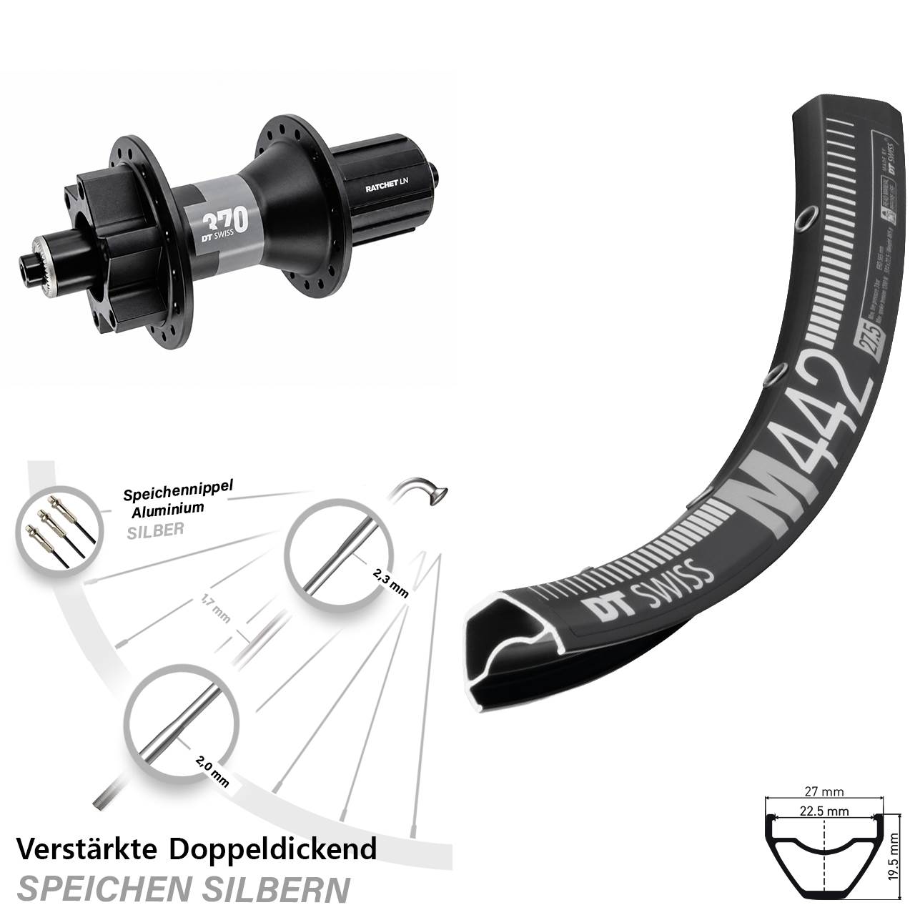 Disc Hinterrad 28-29 Zoll DT Swiss M 442-370 8-11 fach HG QR