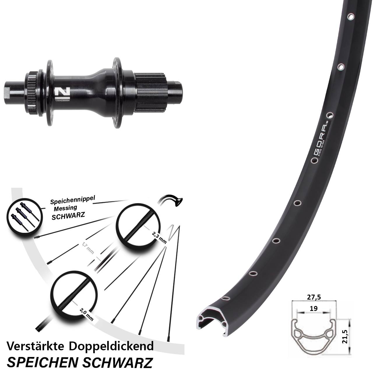 Disc Hinterrad 28 Zoll Gora 19 Novatec D792SB Shimano Micro Spline 12x142