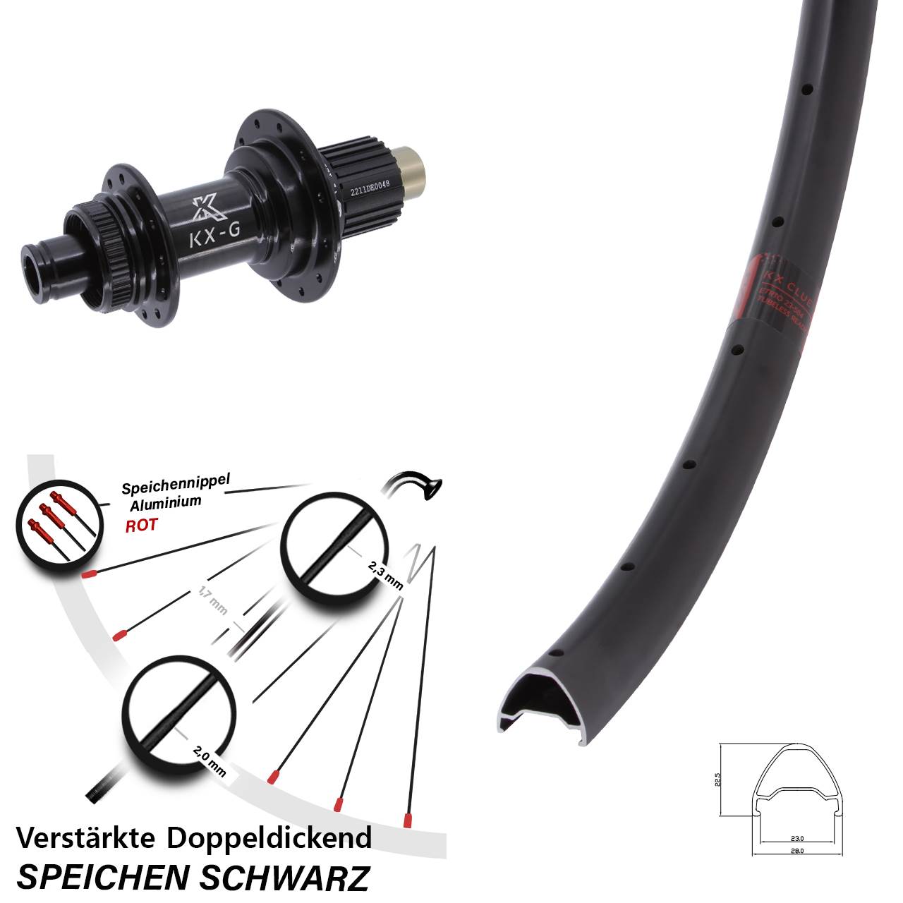 Centerlock Hinterrad 27,5 Zoll KX-G Clue Steckachse Micro Spline 12x142