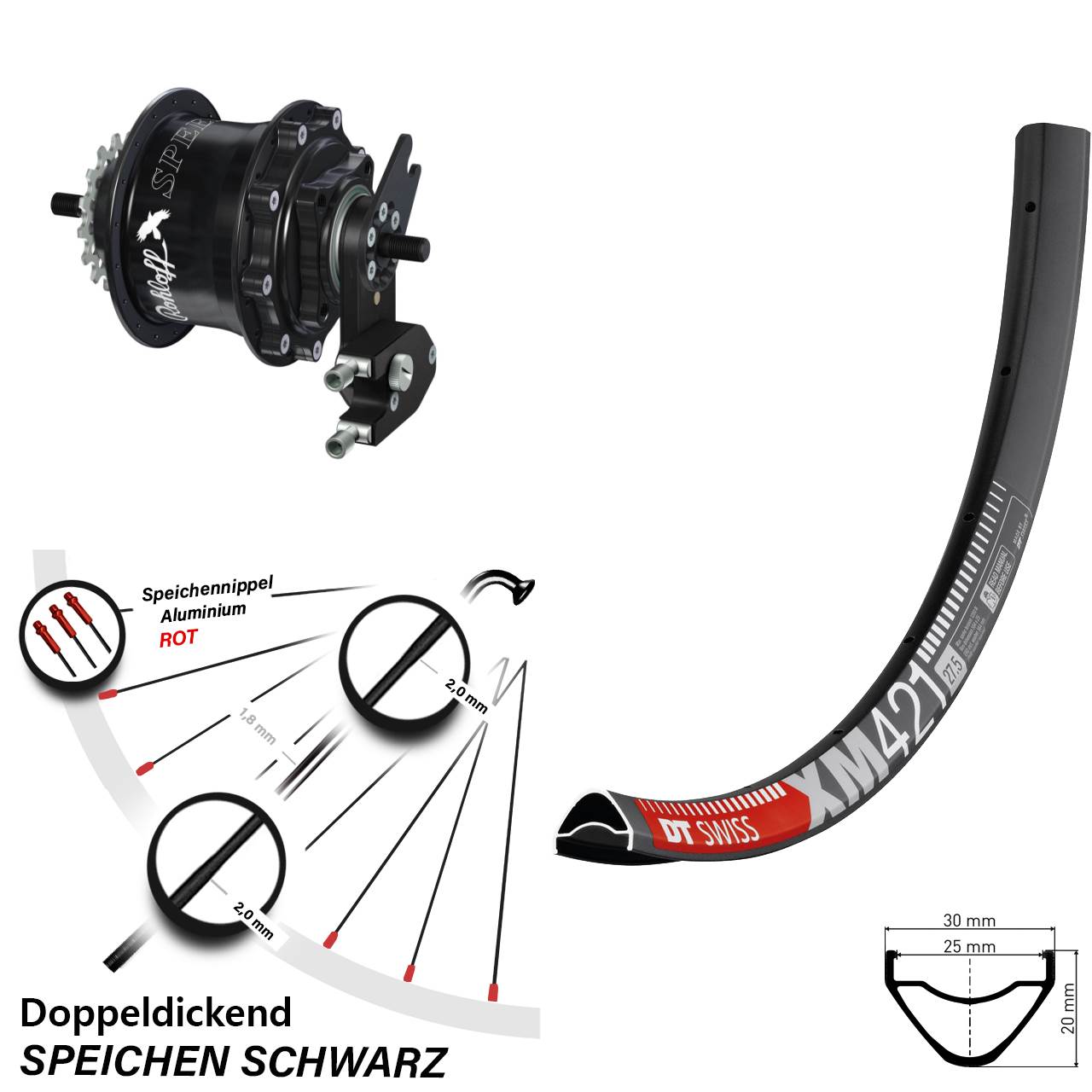 Hinterrad 29 Zoll DT Swiss XM 421 Disc Rohloff Speedhub 500/14 TS DB OEM2 schwarz