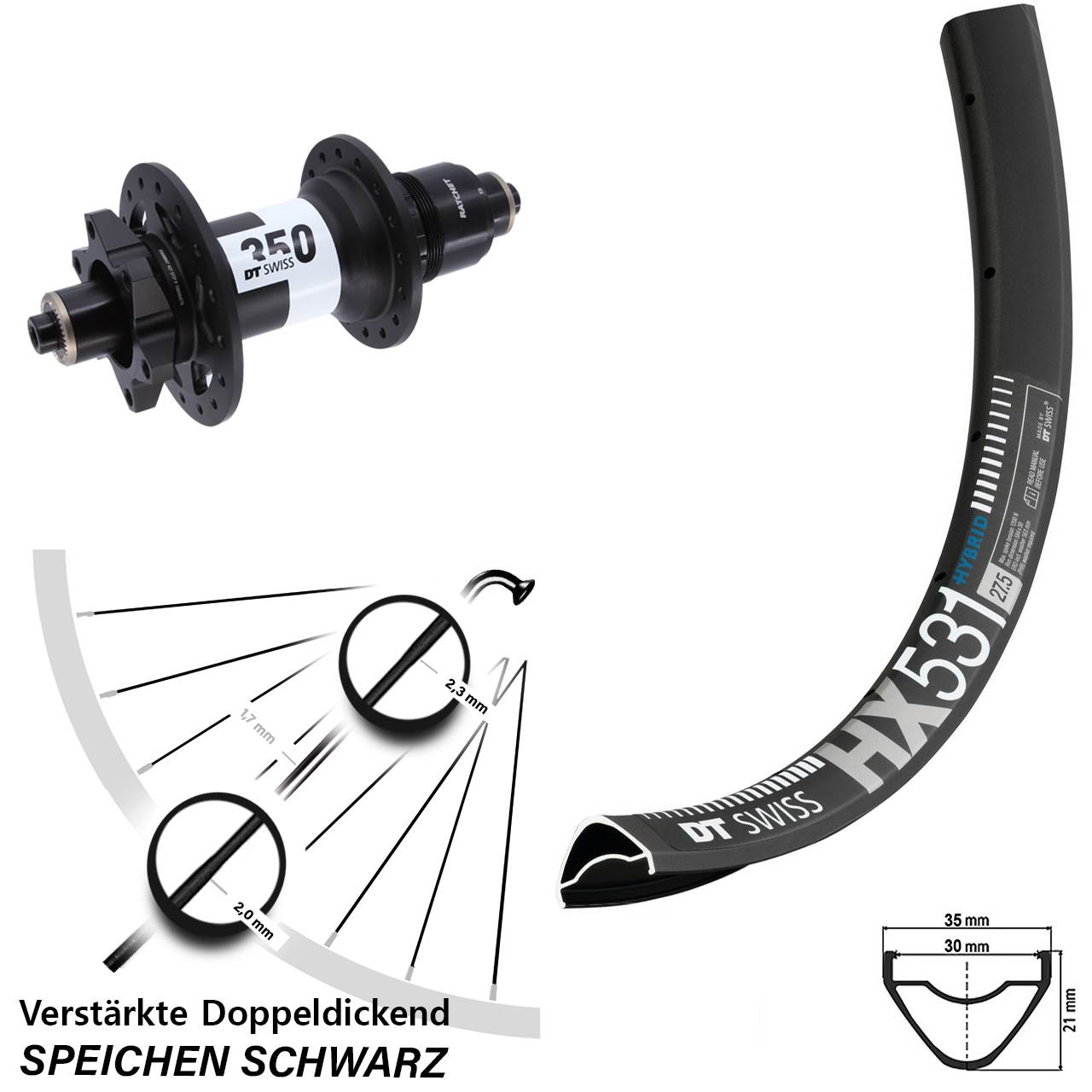 Disc Hinterrad 29 Zoll DT Swiss HX 531 350 SRAM XD QR