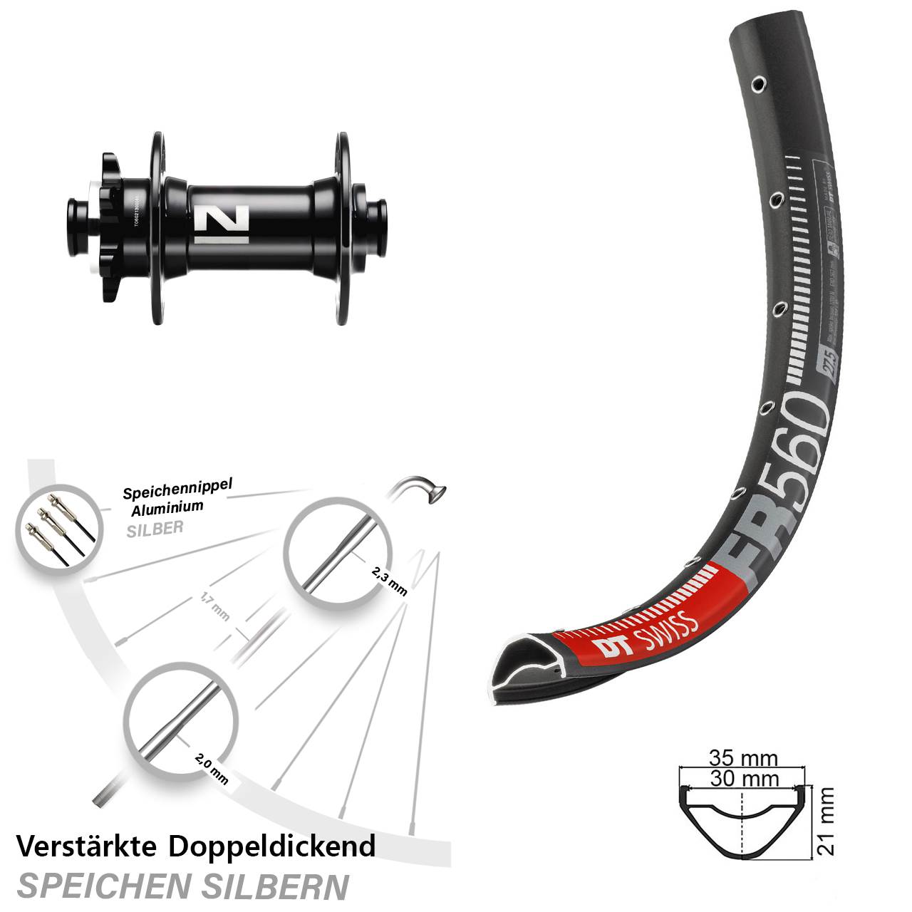 Disc Vorderrad 26 Zoll DT Swiss FR560 Novatec D041SB 15x110 Boost