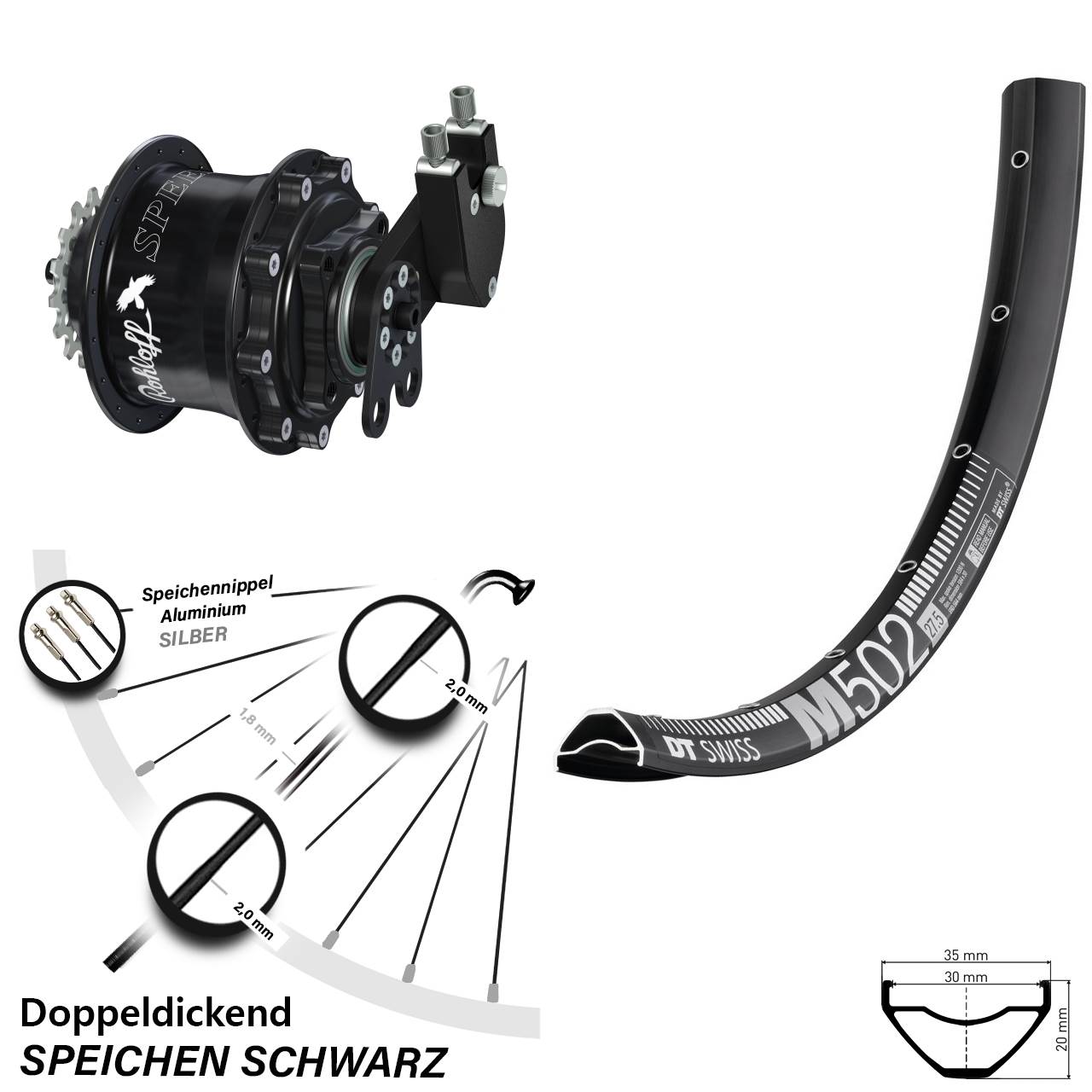 27,5 Zoll DT Swiss M502 Rohloff Speedhub 500/14 CC DB Tandem