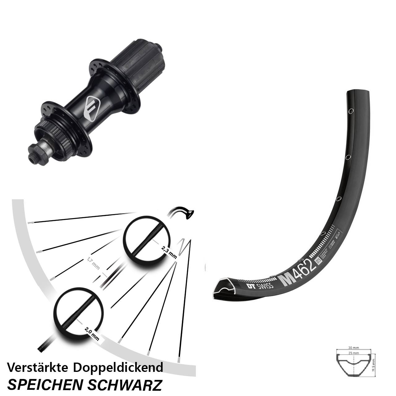 Centerlock Hinterrad 27,5 Zoll DT Swiss M462 Formula CL-52 8-11 fach HG QR