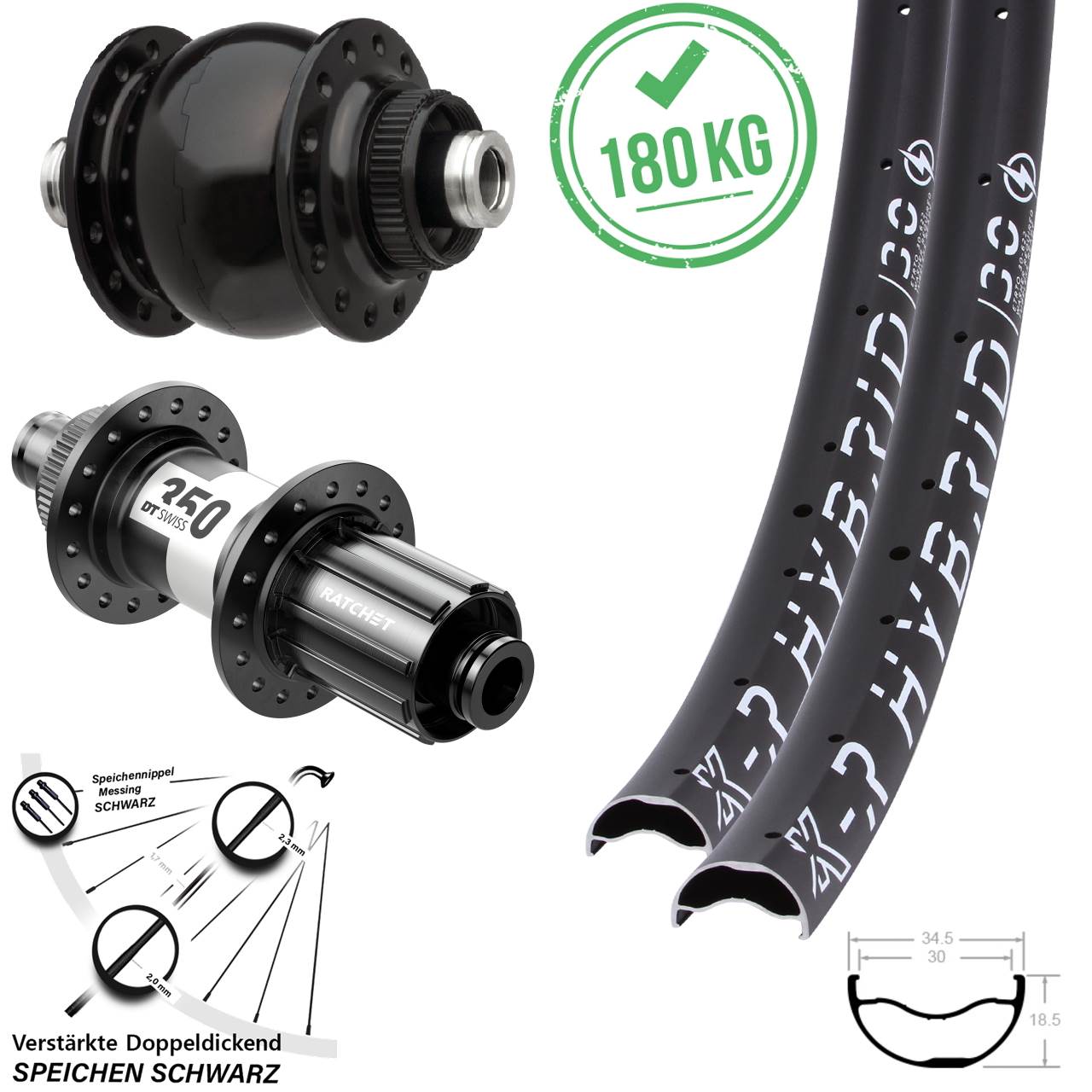 KX-R Hybrid 30 DT Swiss 350 SON 28 29 Zoll Centerlock Laufradsatz 12x100/142 8-11 fach HG