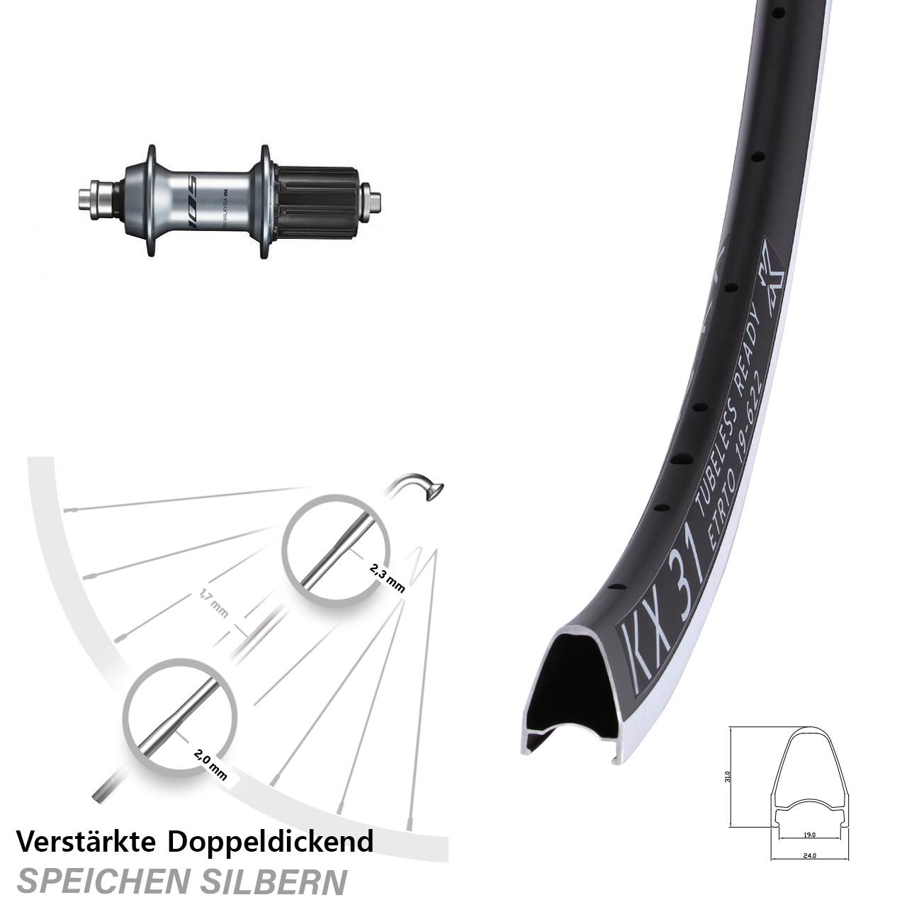Hinterrad QR 28 Zoll KX 31 Shimano 105 8-12 fach HG