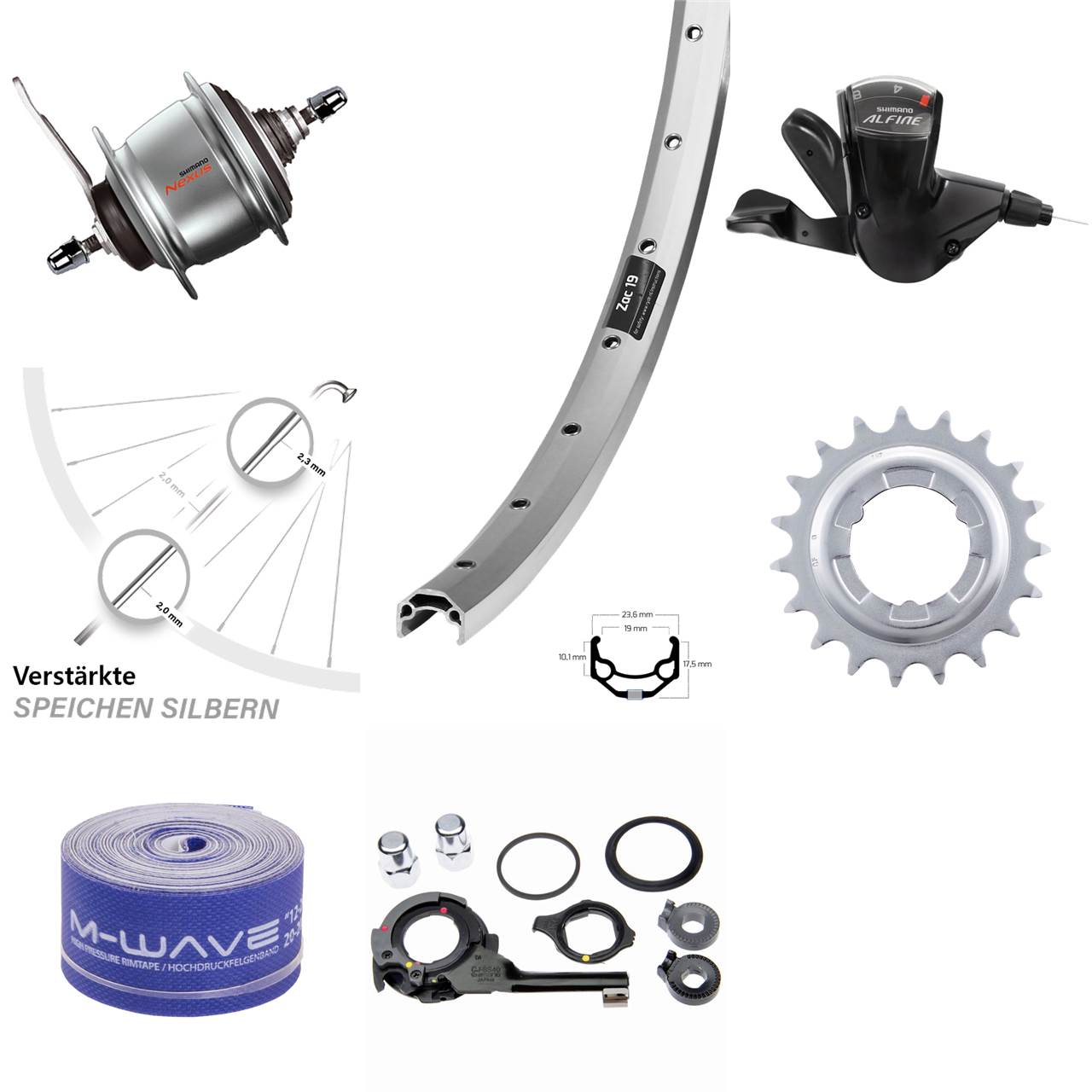 26 Zoll Ryde Zac 19 Shimano Nexus 8 Gang Hinterrad mit Rücktrittbremse