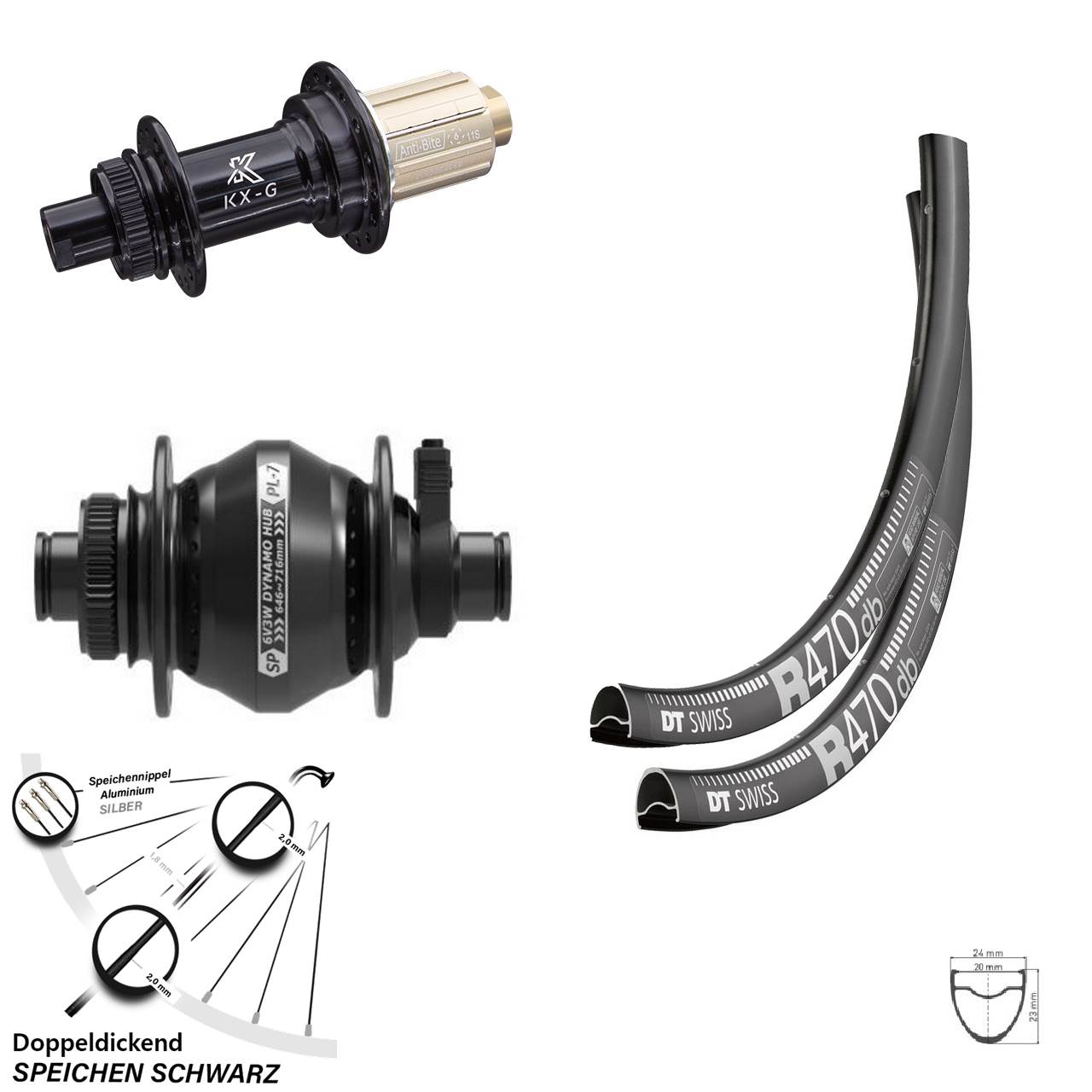 Disc Laufradsatz 28 Zoll DT Swiss R 470 KX-G Shutter PL-7 8-12 fach HG 12x100/142