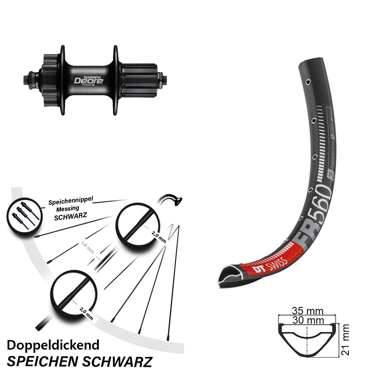 26 Zoll Hinterrad DT Swiss FR 560 Shimano M525