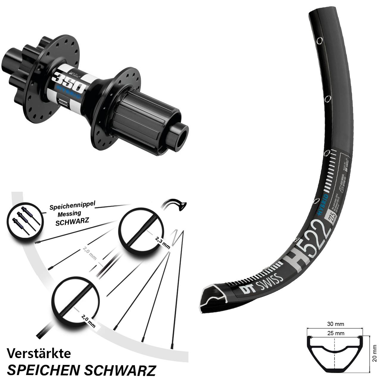 DT Swiss H 522 Hinterrad 29 Zoll mit 350 Hybrid Boost Nabe