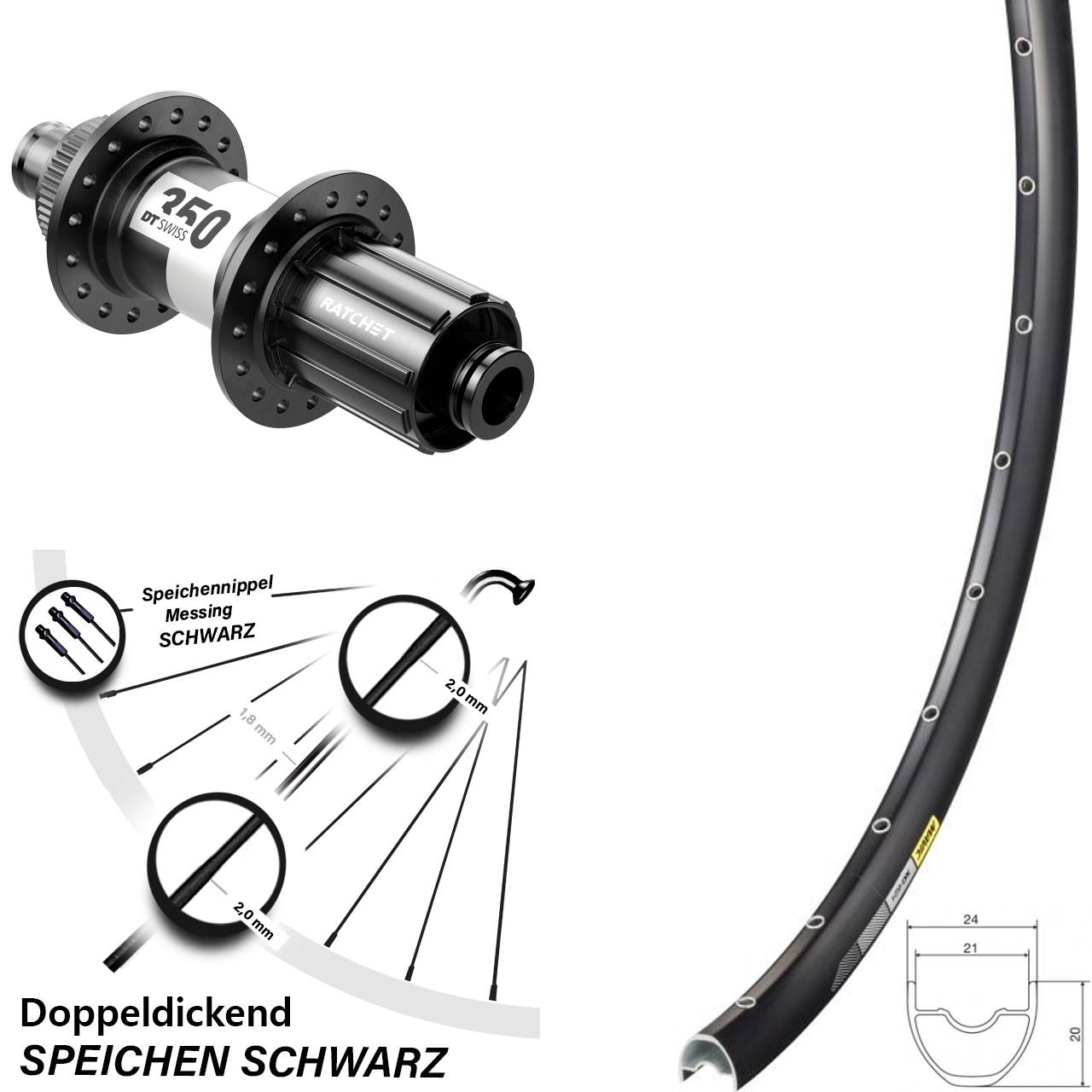 Mavic XC 621 DT Swiss 350 28-29 Zoll Centerlock Hinterrad 12x142 11-12 fach