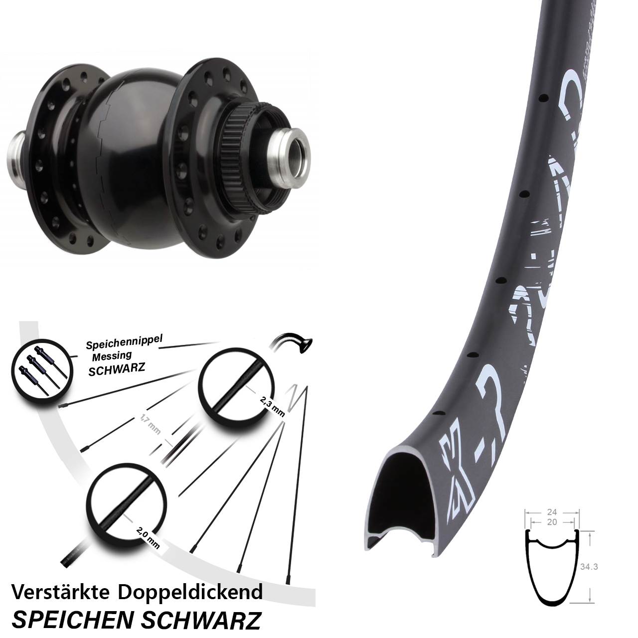 29 Zoll KX-R Road SON 28 Dynamo-Vorderrad Centerlock 12x110 Boost