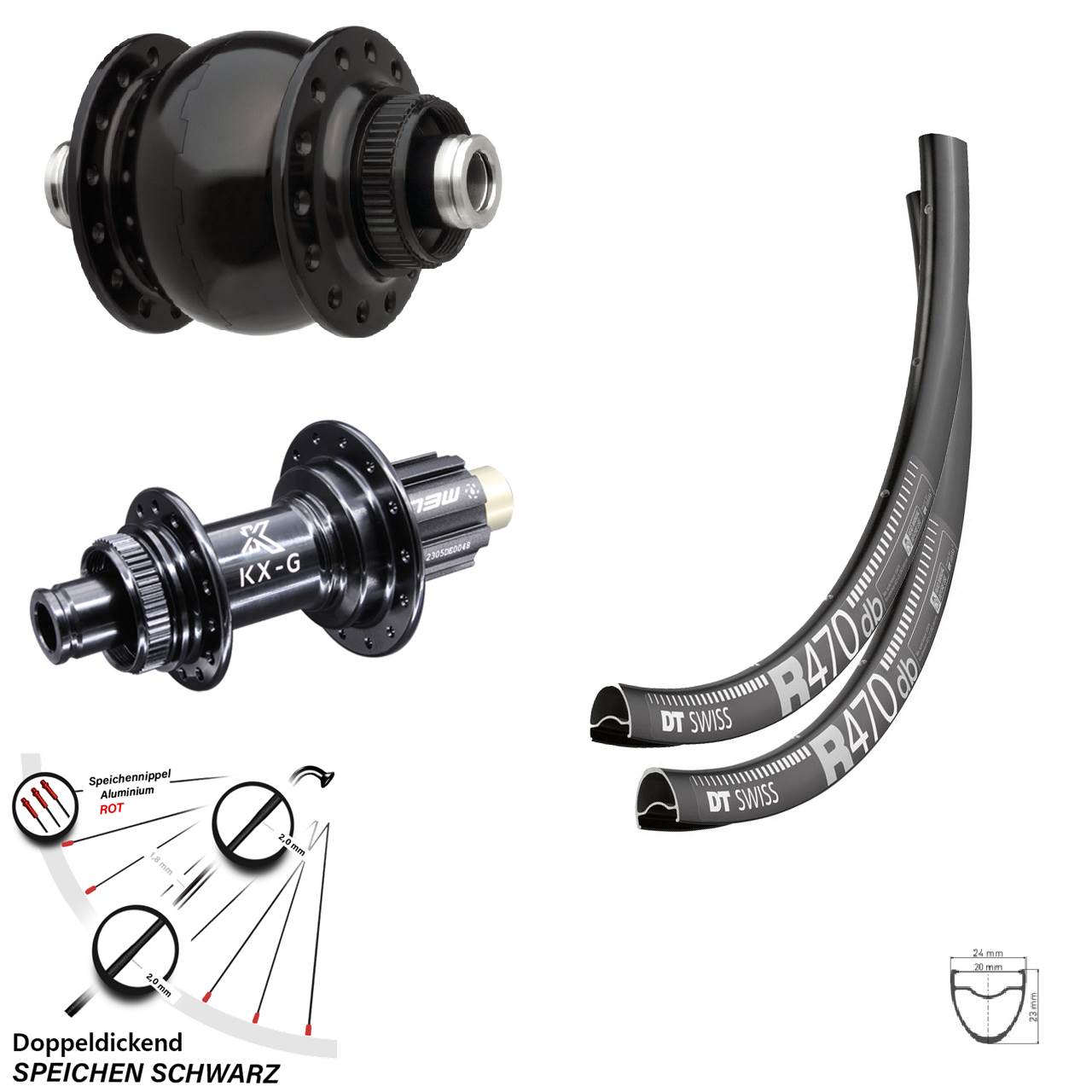 28 Zoll DT Swiss R470 KX-G Steckachse SONdelux Laufradsatz Disc 12x100/142 Campagnolo N3W