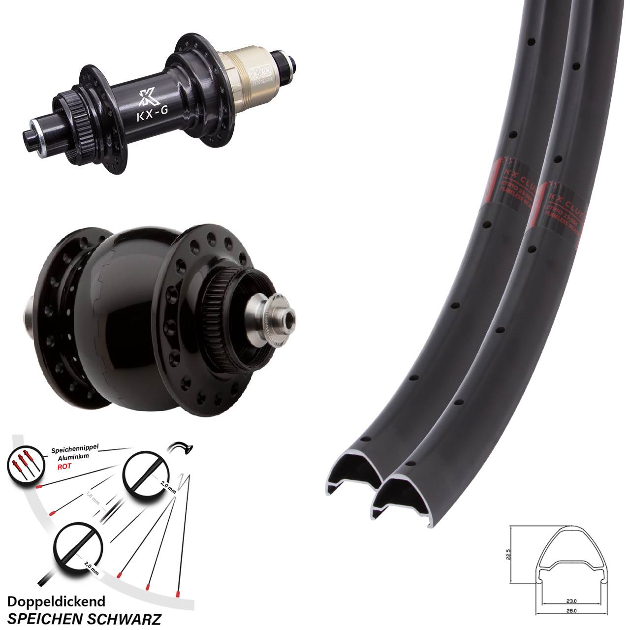 Laufradsatz Centerlock QR 28 Zoll KX-G Clue SON delux XDR 11-12 fach