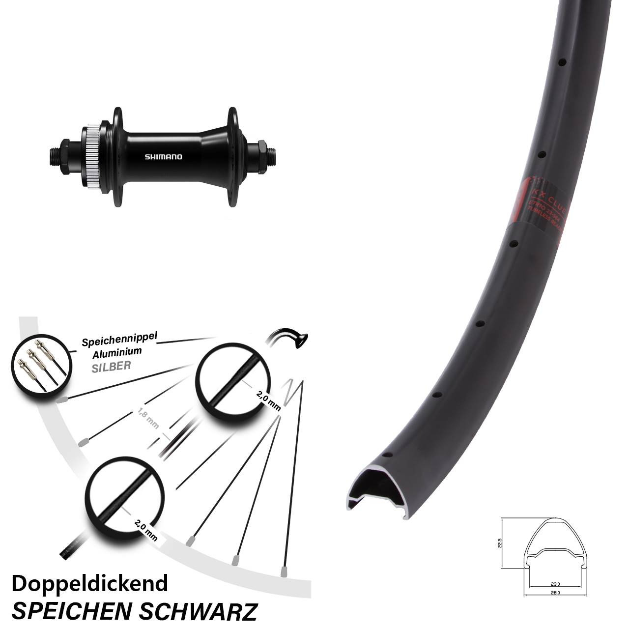KX Clue Shimano HB-QC400 26 Zoll Disc Laufrad QR