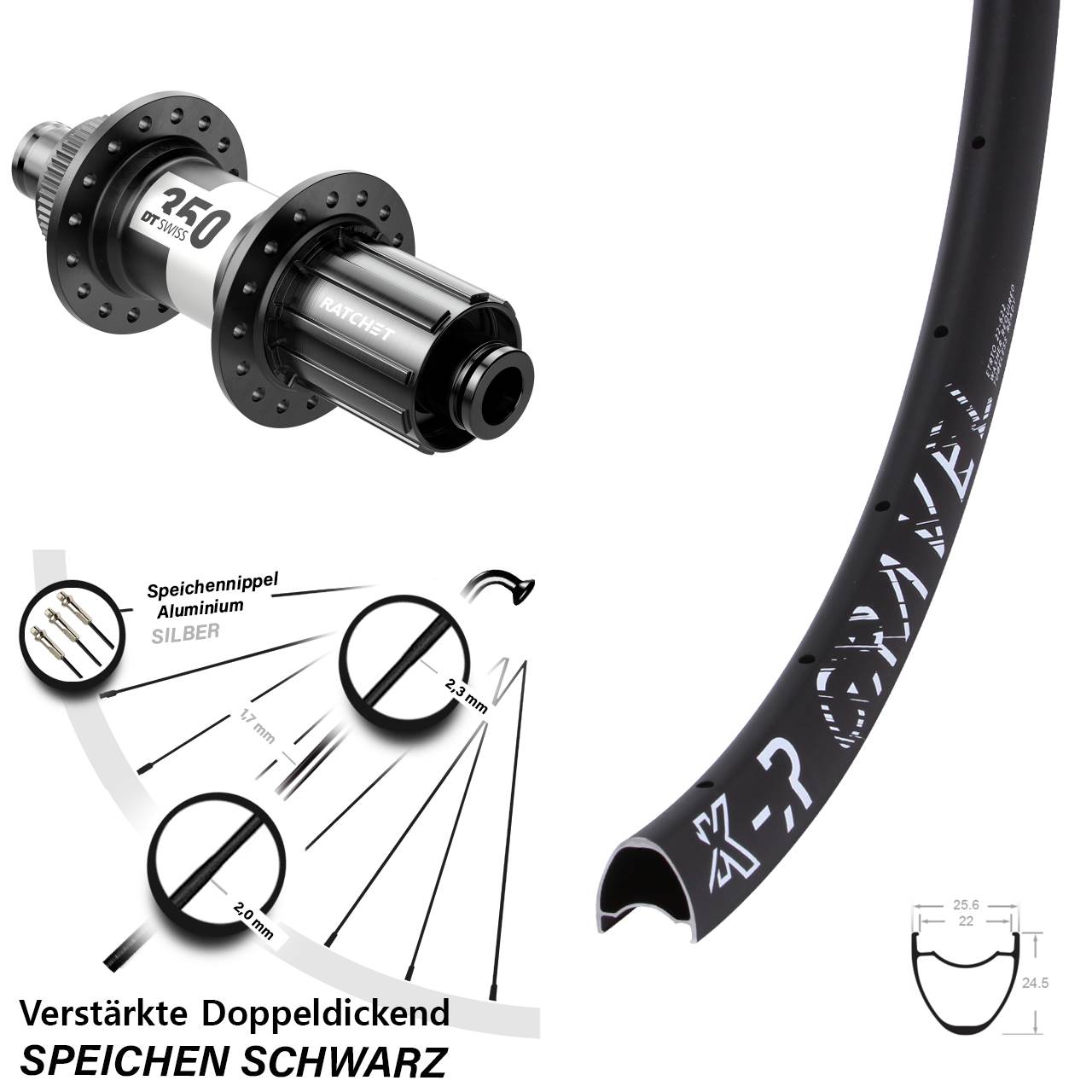 KX-R Gravel DT Swiss 350 Road 29 Zoll Disc Laufrad 12x142 11-12 fach HG