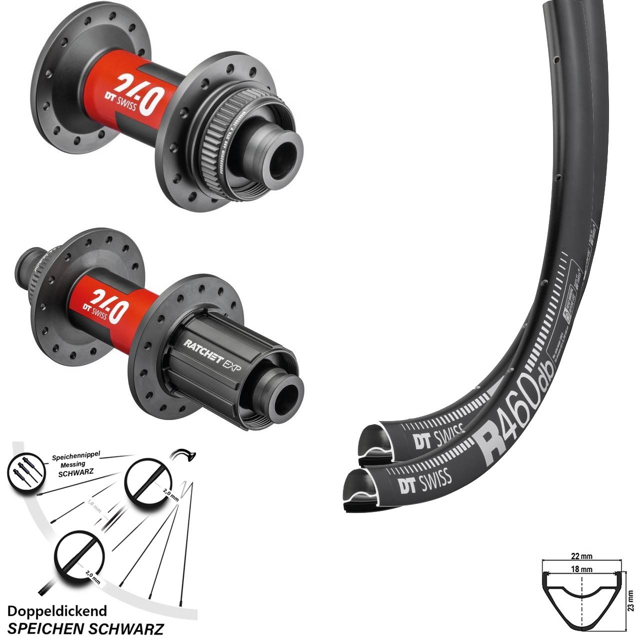 Laufradsatz Road Disc R 460 DT Swiss 240 EXP Steckachse Shimano 11-fach Centerlock 28 Zoll
