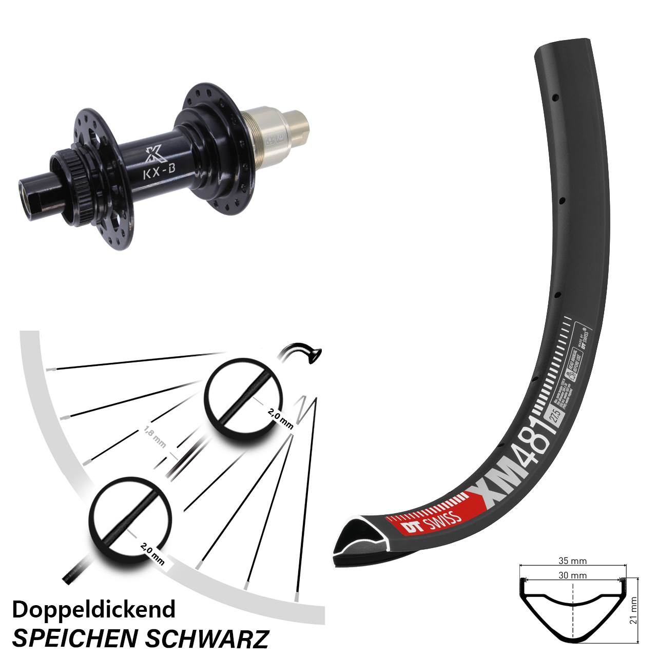 27,5 Zoll Hinterrad DT Swiss XM 481 KX-B Centerlock XD 12x148