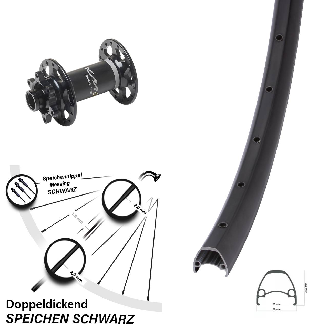 Disc Laufrad 29 Zoll Ambrosio Sport Miche XMH 550 15x110 Boost