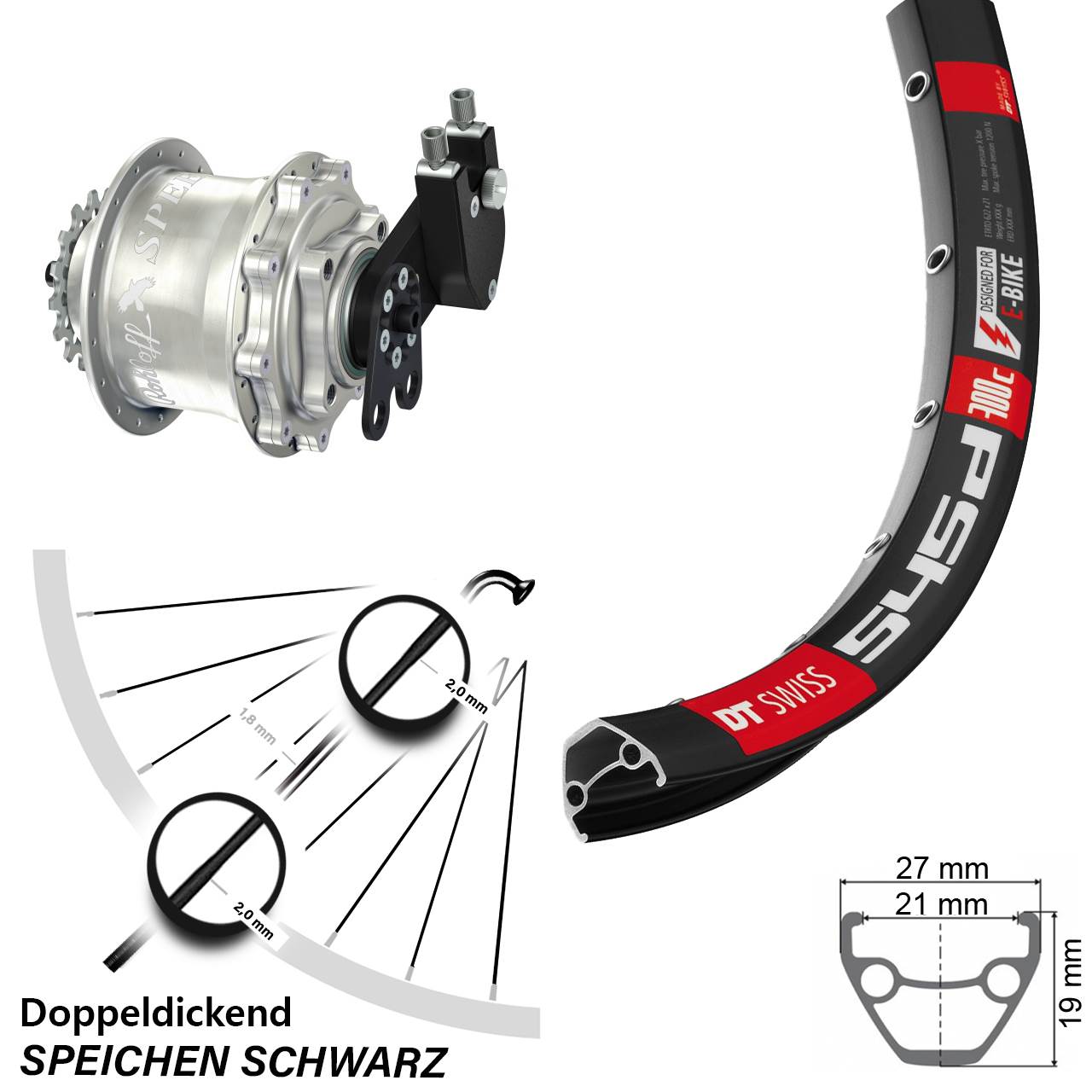 Rohloff Speedhub CC DB DT Swiss 545 Hinteres Rad 26 Zoll