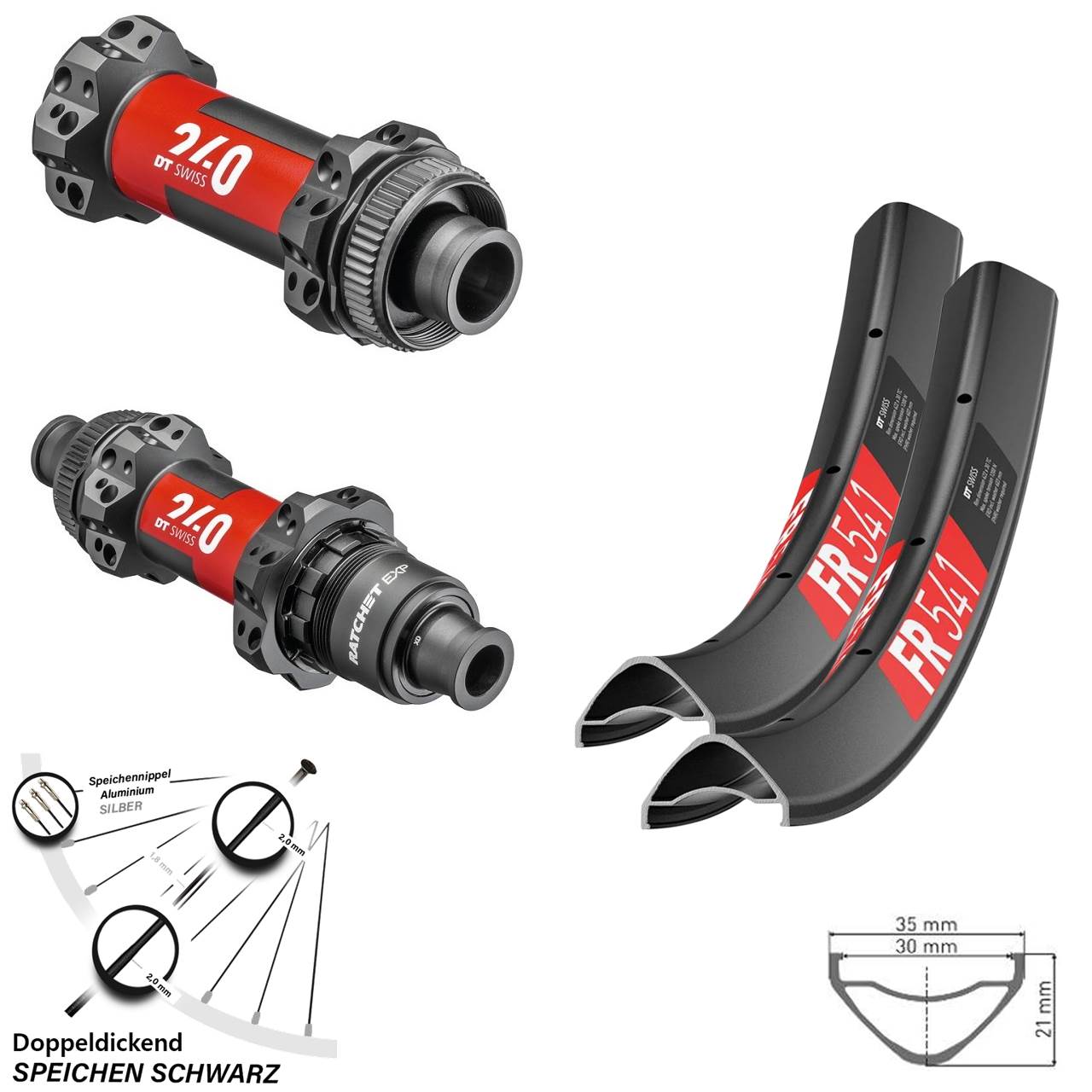 DT Swiss Laufradsatz FR 541 240 EXP Centerlock Steckachse Straightpull Sram XD 27,5 Zoll