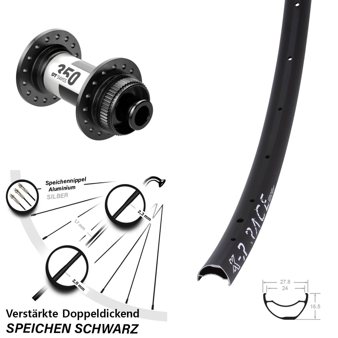 KX-R Race DT Swiss 350 Road 28 Zoll Vorderrad Centerlock 12x100